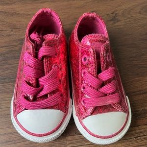 Hot pink sparkly Converse toddler 5